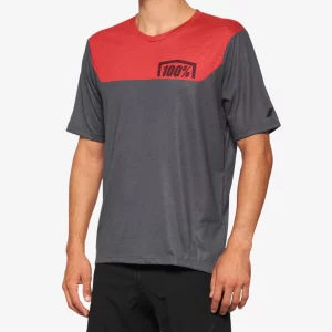 CAMISA AIRMATIC LE MANGA CURTA - CHARCOAL/RACER RED