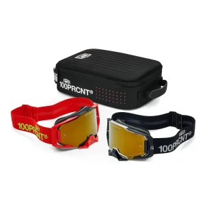 KIT ÓCULOS ARMEGA DUAL RACER PRO PACK BLACK/RED - TRUE GOLD MIRROR